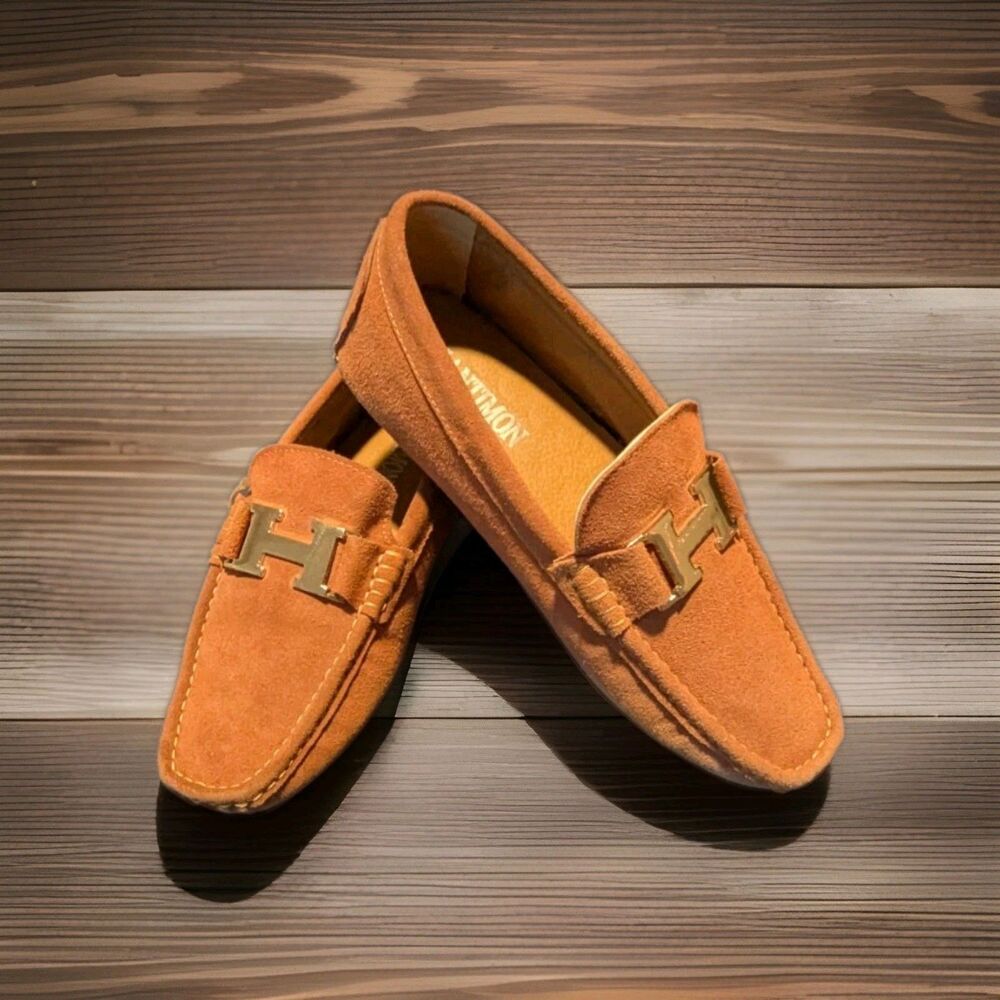 Journey West Suede Slip-on Penny Loafers Shoes for Men Brown US 8